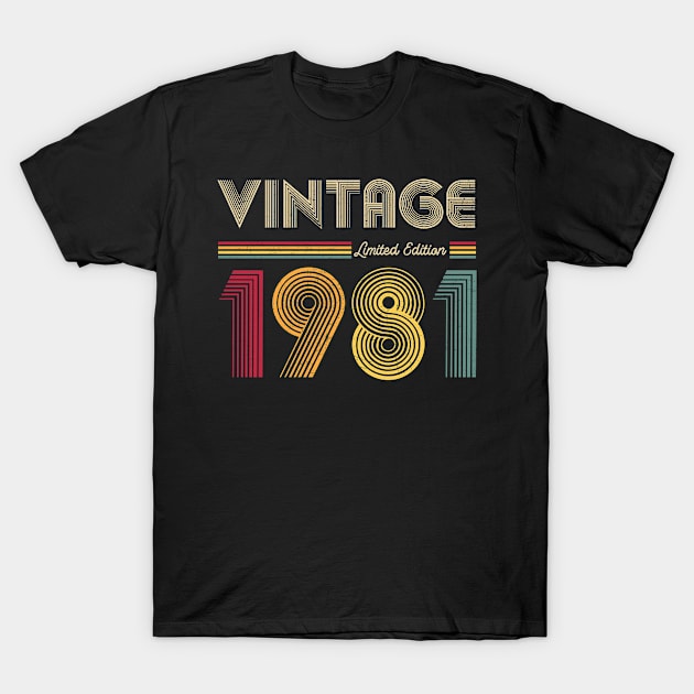 Distressed Retro Sunset Vintage 1981Limited Edition Birthday T-Shirt by MartaHoward